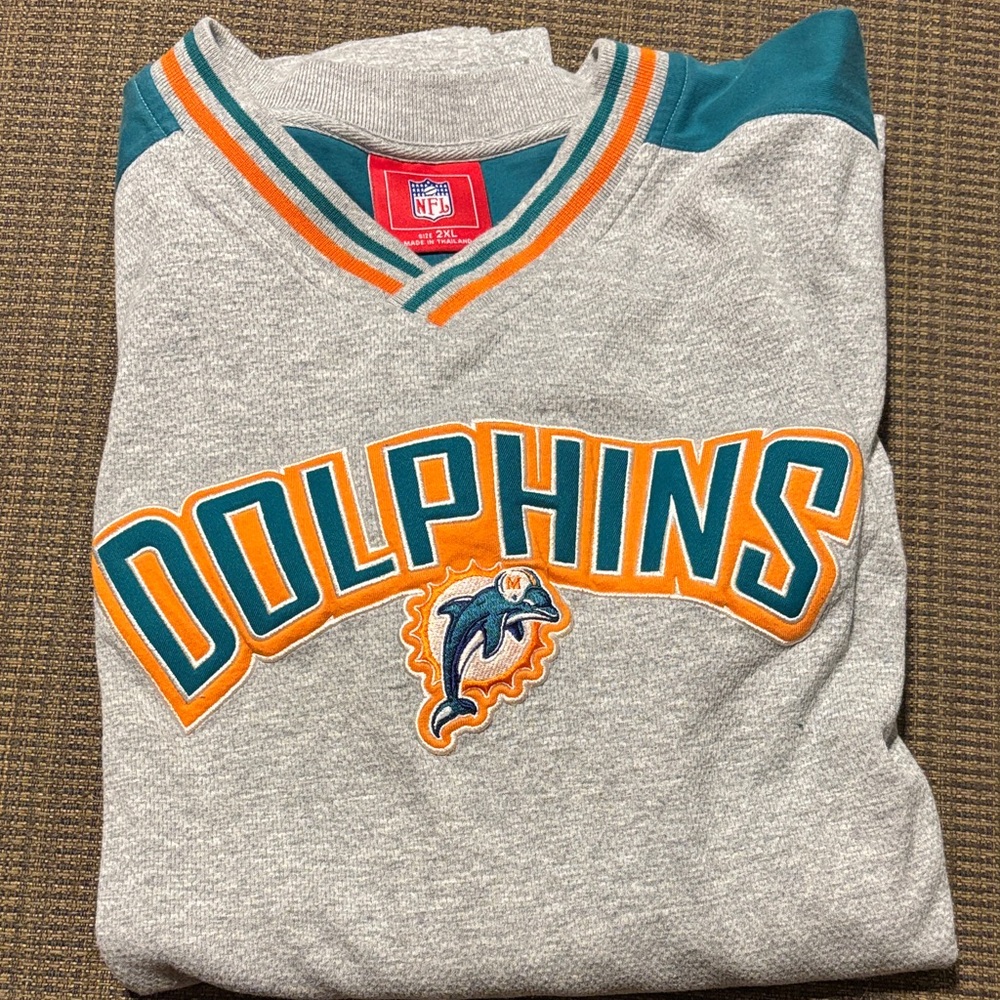 NFL Dolphins Gray and Teal Sweatshirt